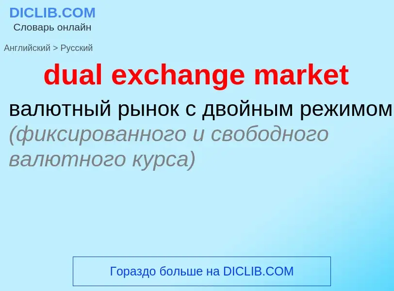 What is the Russian for dual exchange market? Translation of &#39dual exchange market&#39 to Russian