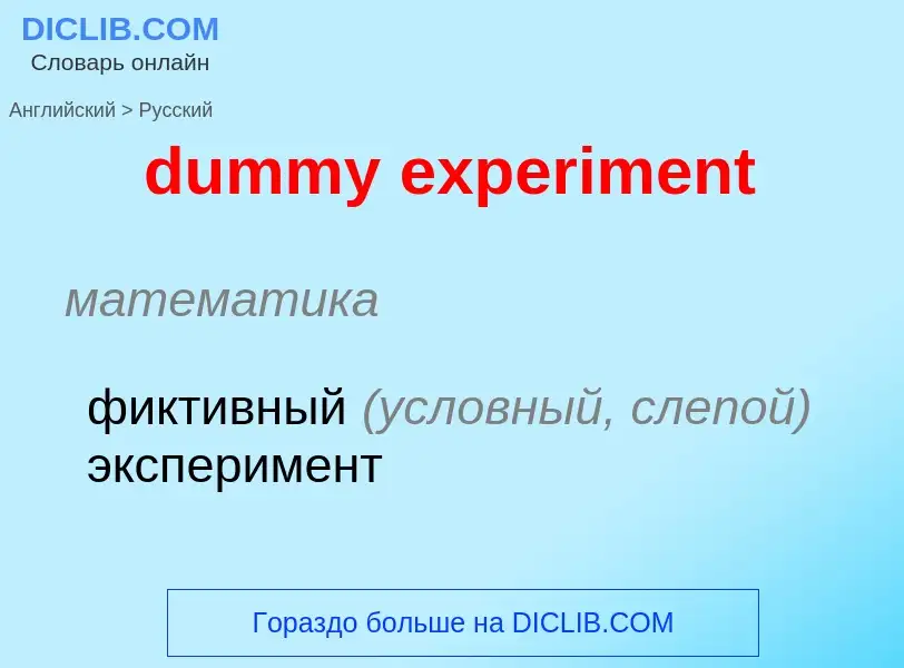 Vertaling van &#39dummy experiment&#39 naar Russisch