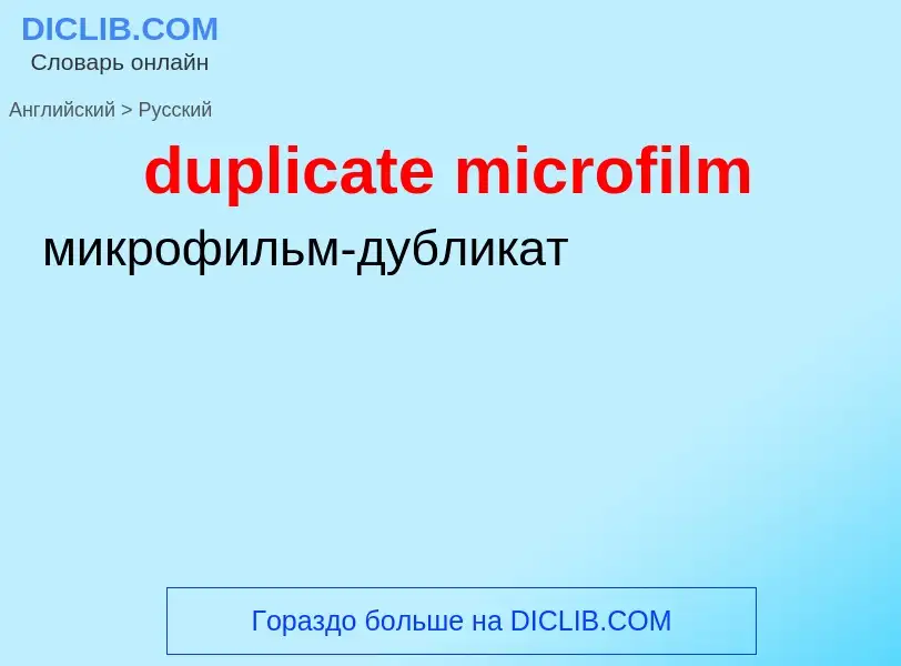 Vertaling van &#39duplicate microfilm&#39 naar Russisch