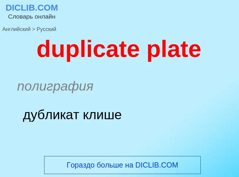 Vertaling van &#39duplicate plate&#39 naar Russisch