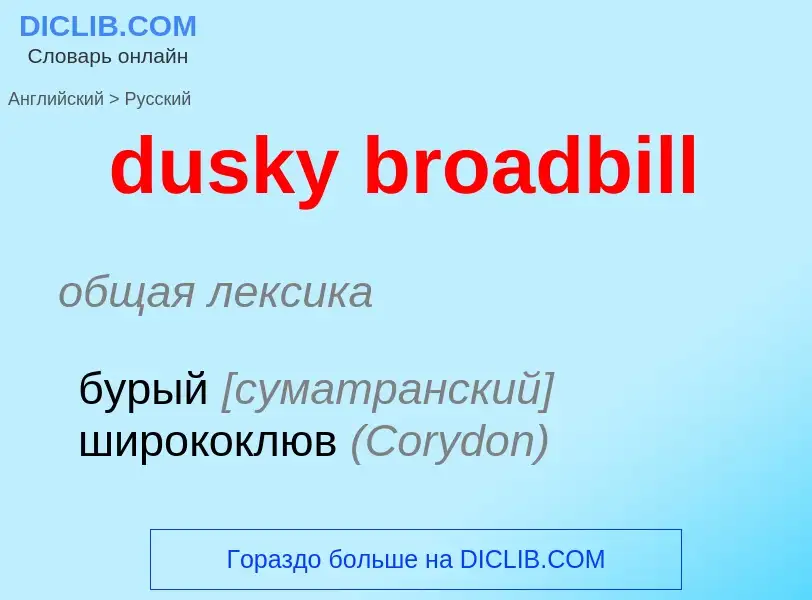 Vertaling van &#39dusky broadbill&#39 naar Russisch