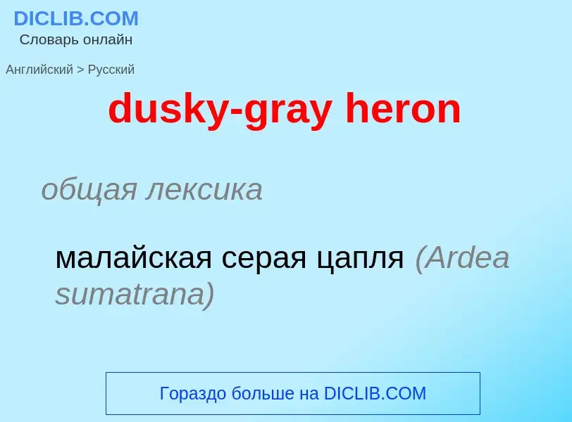 Vertaling van &#39dusky-gray heron&#39 naar Russisch