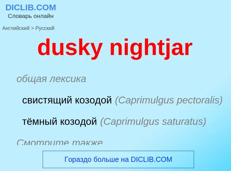 Vertaling van &#39dusky nightjar&#39 naar Russisch