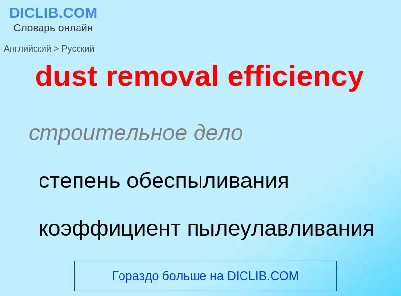 Vertaling van &#39dust removal efficiency&#39 naar Russisch