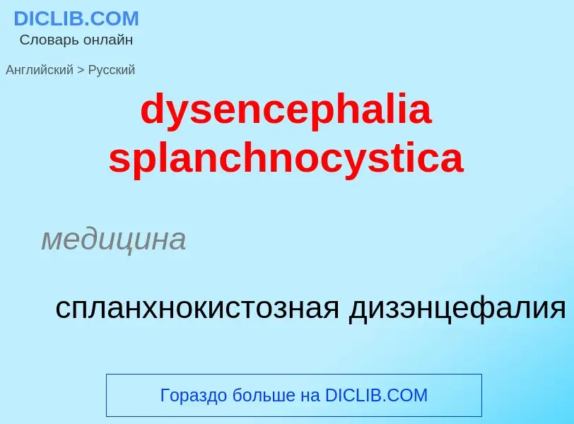 Vertaling van &#39dysencephalia splanchnocystica&#39 naar Russisch