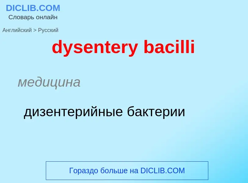 Vertaling van &#39dysentery bacilli&#39 naar Russisch