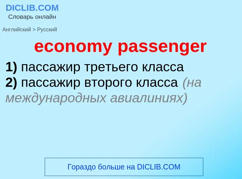 Как переводится economy passenger на Русский язык