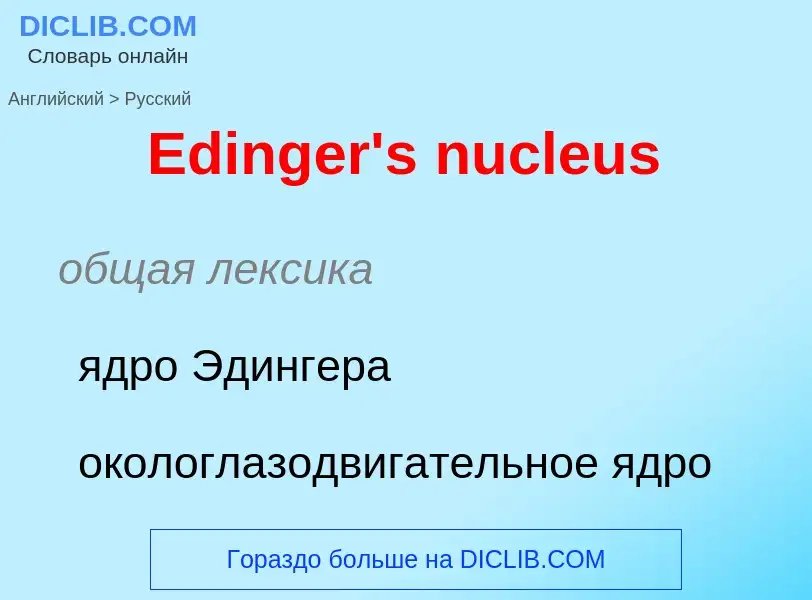 ¿Cómo se dice Edinger's nucleus en Ruso? Traducción de &#39Edinger's nucleus&#39 al Ruso