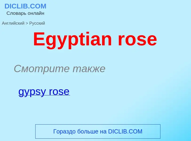 ¿Cómo se dice Egyptian rose en Ruso? Traducción de &#39Egyptian rose&#39 al Ruso