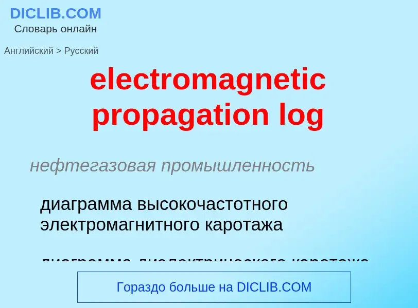 Vertaling van &#39electromagnetic propagation log&#39 naar Russisch