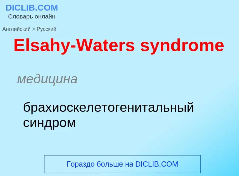 ¿Cómo se dice Elsahy-Waters syndrome en Ruso? Traducción de &#39Elsahy-Waters syndrome&#39 al Ruso