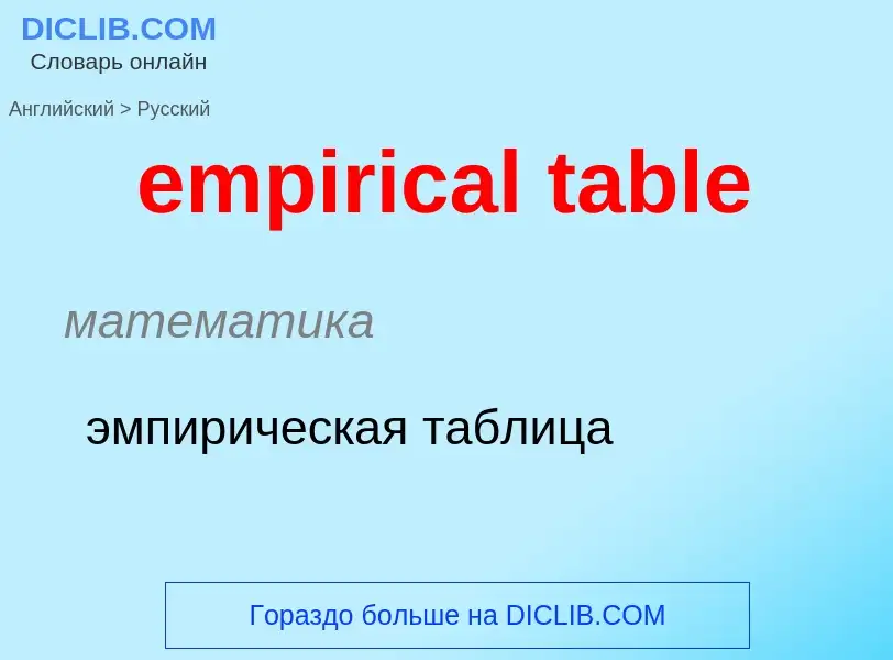 Как переводится empirical table на Русский язык