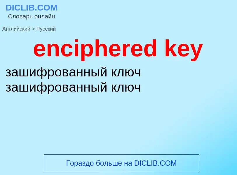 What is the Russian for enciphered key? Translation of &#39enciphered key&#39 to Russian