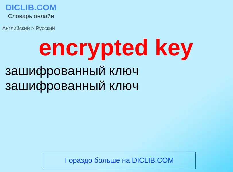 What is the Russian for encrypted key? Translation of &#39encrypted key&#39 to Russian