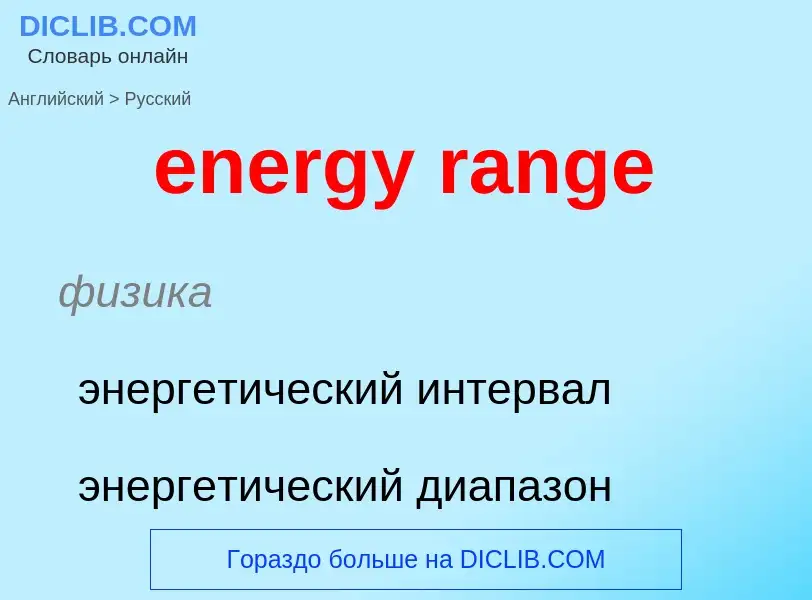 Как переводится energy range на Русский язык