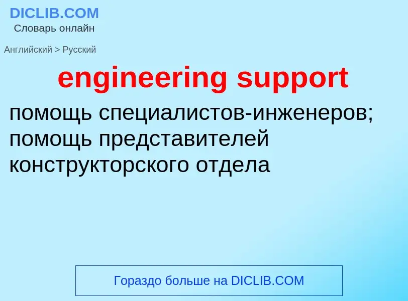 Como se diz engineering support em Russo? Tradução de &#39engineering support&#39 em Russo