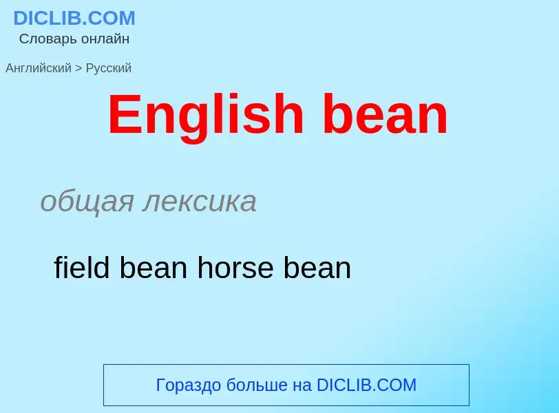 ¿Cómo se dice English bean en Ruso? Traducción de &#39English bean&#39 al Ruso