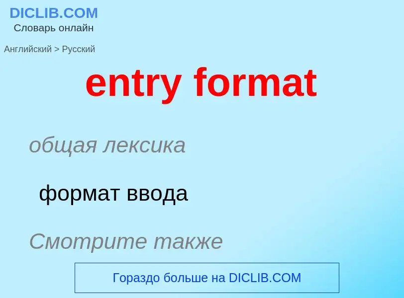 What is the Russian for entry format? Translation of &#39entry format&#39 to Russian