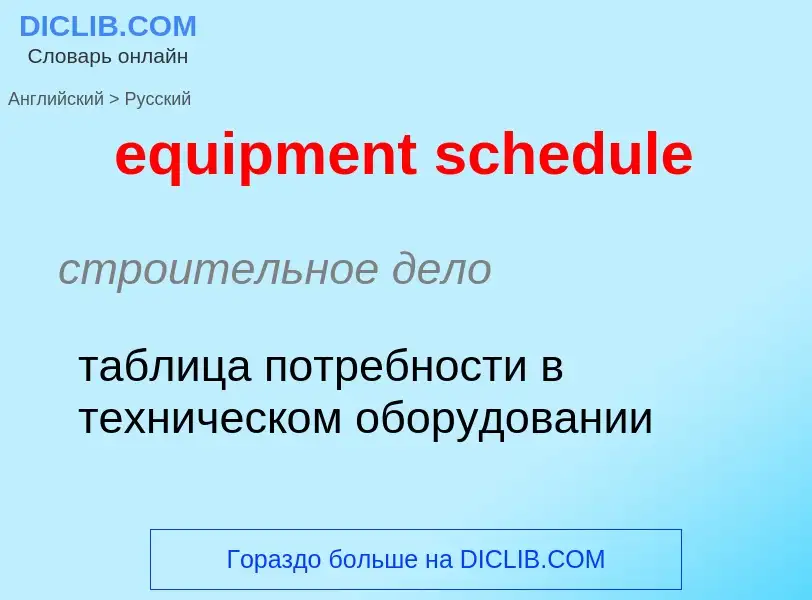 Μετάφραση του &#39equipment schedule&#39 σε Ρωσικά