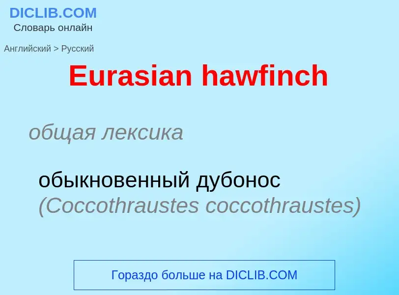 ¿Cómo se dice Eurasian hawfinch en Ruso? Traducción de &#39Eurasian hawfinch&#39 al Ruso