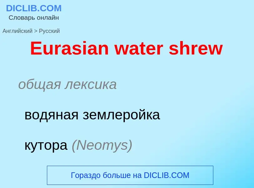 Как переводится Eurasian water shrew на Русский язык