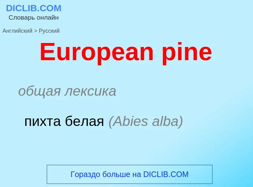 ¿Cómo se dice European pine en Ruso? Traducción de &#39European pine&#39 al Ruso