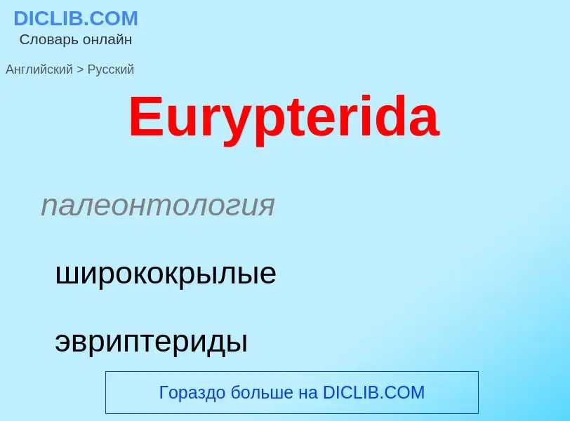 ¿Cómo se dice Eurypterida en Ruso? Traducción de &#39Eurypterida&#39 al Ruso