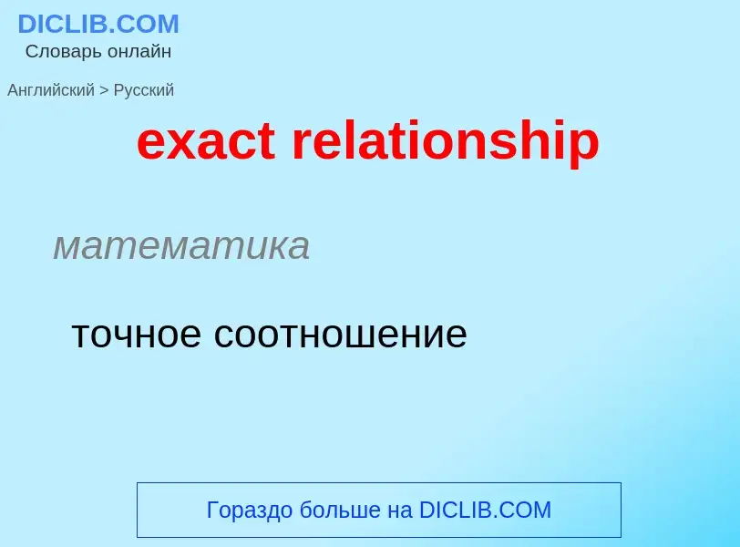 What is the Russian for exact relationship? Translation of &#39exact relationship&#39 to Russian