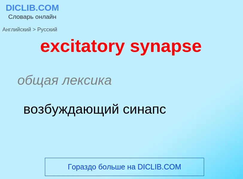 Como se diz excitatory synapse em Russo? Tradução de &#39excitatory synapse&#39 em Russo