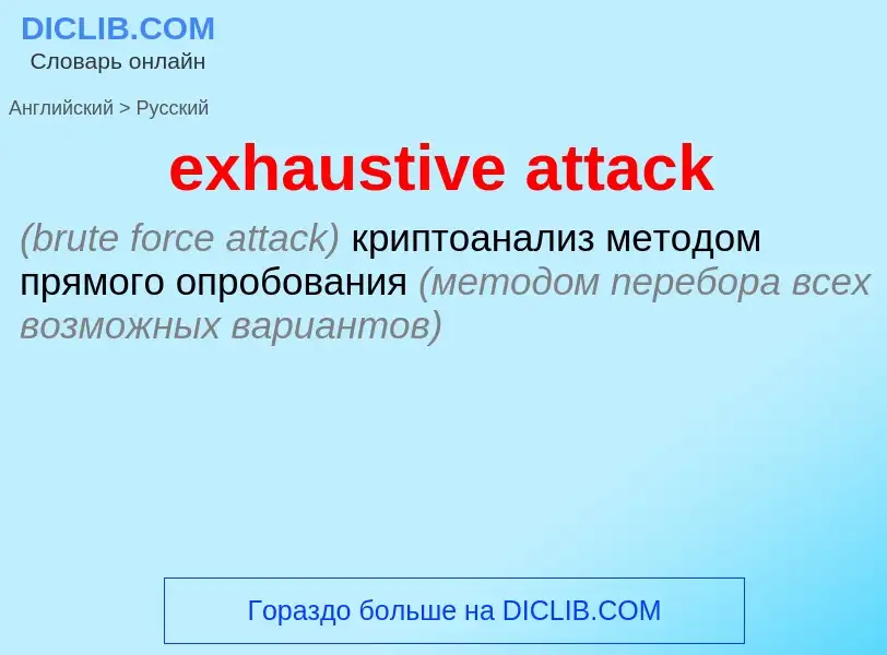 What is the الروسية for exhaustive attack? Translation of &#39exhaustive attack&#39 to الروسية