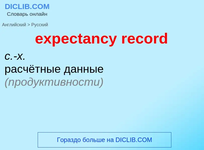 ¿Cómo se dice expectancy record en Ruso? Traducción de &#39expectancy record&#39 al Ruso