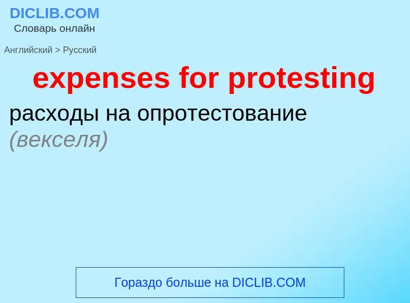 Как переводится expenses for protesting на Русский язык