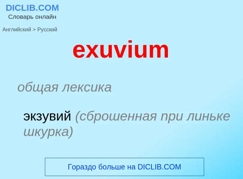 Как переводится exuvium на Русский язык