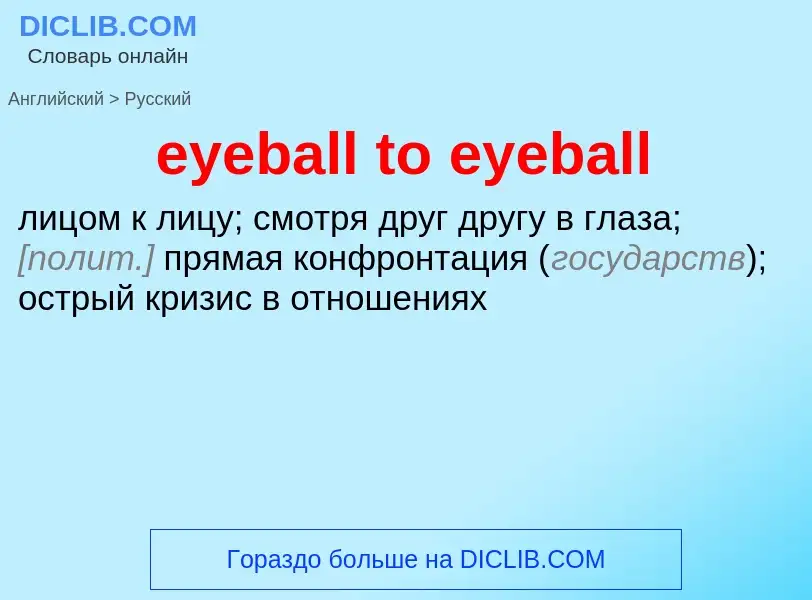 Как переводится eyeball to eyeball на Русский язык