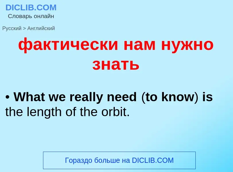 Как переводится фактически нам нужно знать на Английский язык