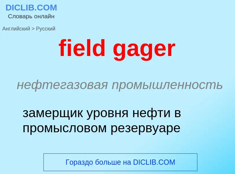 Как переводится field gager на Русский язык