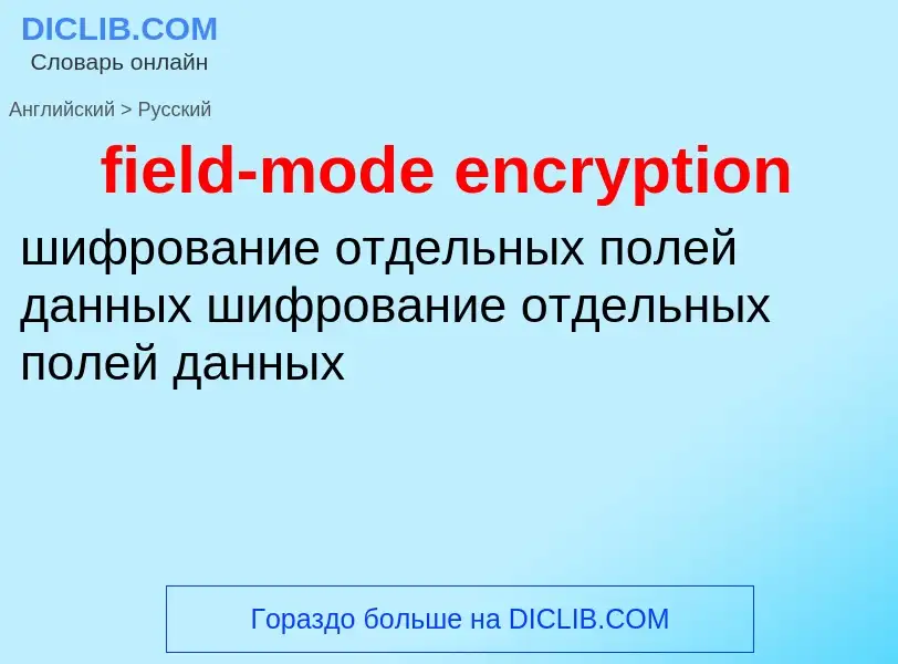 Как переводится field-mode encryption на Русский язык