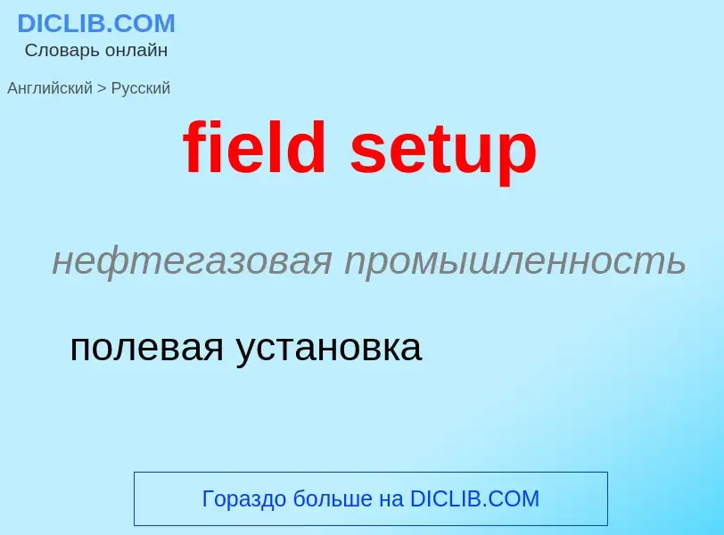 Как переводится field setup на Русский язык