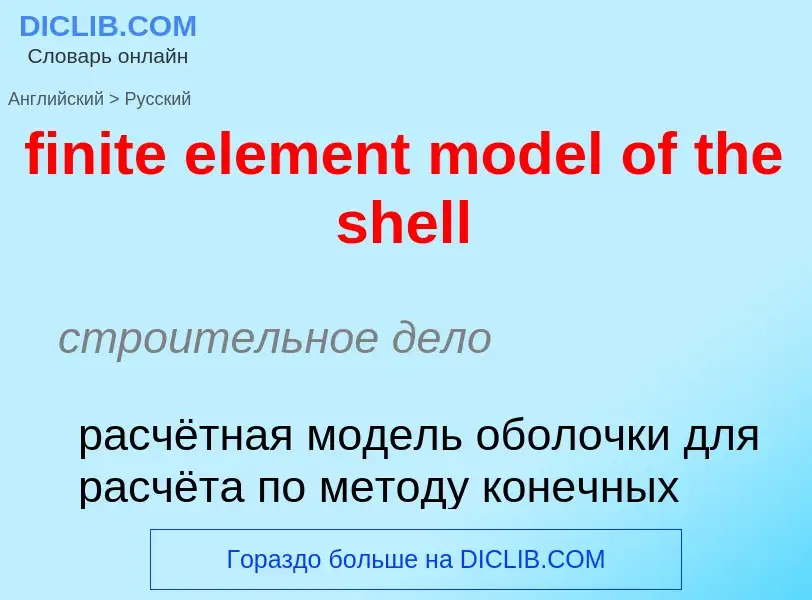 Как переводится finite element model of the shell на Русский язык