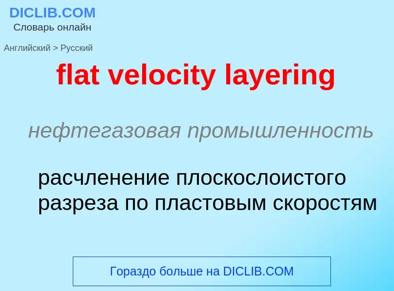 ¿Cómo se dice flat velocity layering en Ruso? Traducción de &#39flat velocity layering&#39 al Ruso