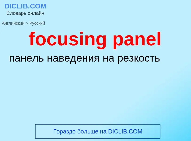 Как переводится focusing panel на Русский язык