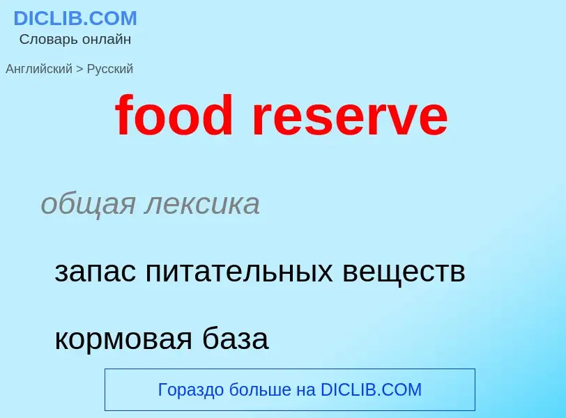 Vertaling van &#39food reserve&#39 naar Russisch