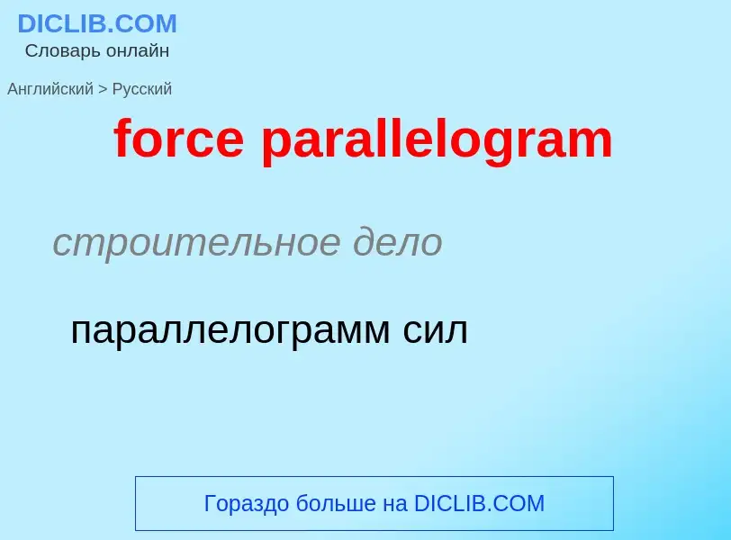 ¿Cómo se dice force parallelogram en Ruso? Traducción de &#39force parallelogram&#39 al Ruso