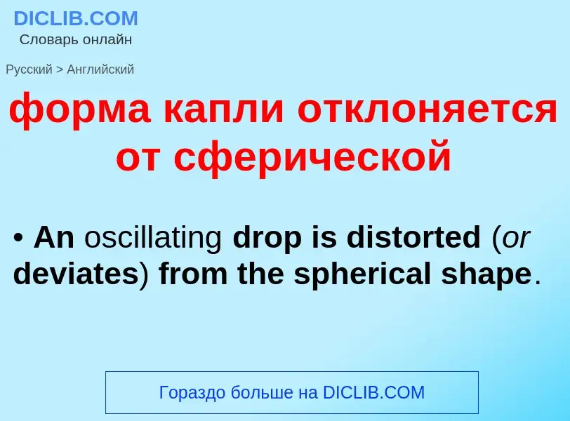 Как переводится форма капли отклоняется от сферической на Английский язык