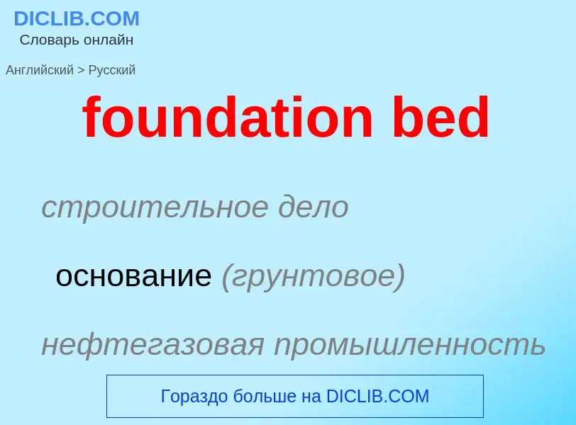 ¿Cómo se dice foundation bed en Ruso? Traducción de &#39foundation bed&#39 al Ruso