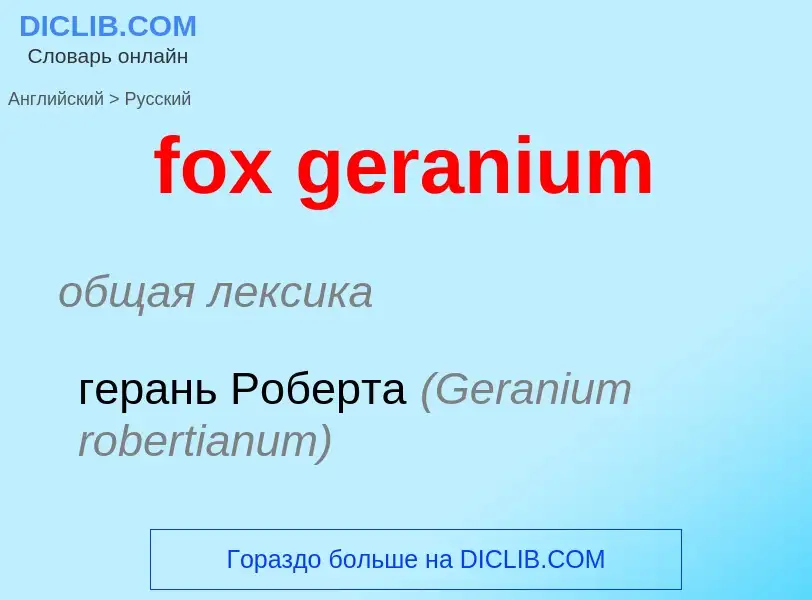 Как переводится fox geranium на Русский язык