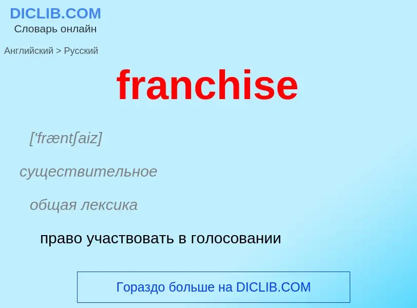 What is the Russian for franchise? Translation of &#39franchise&#39 to Russian