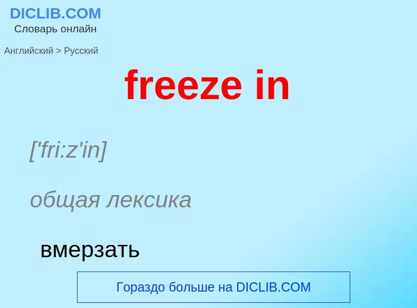 Как переводится freeze in на Русский язык