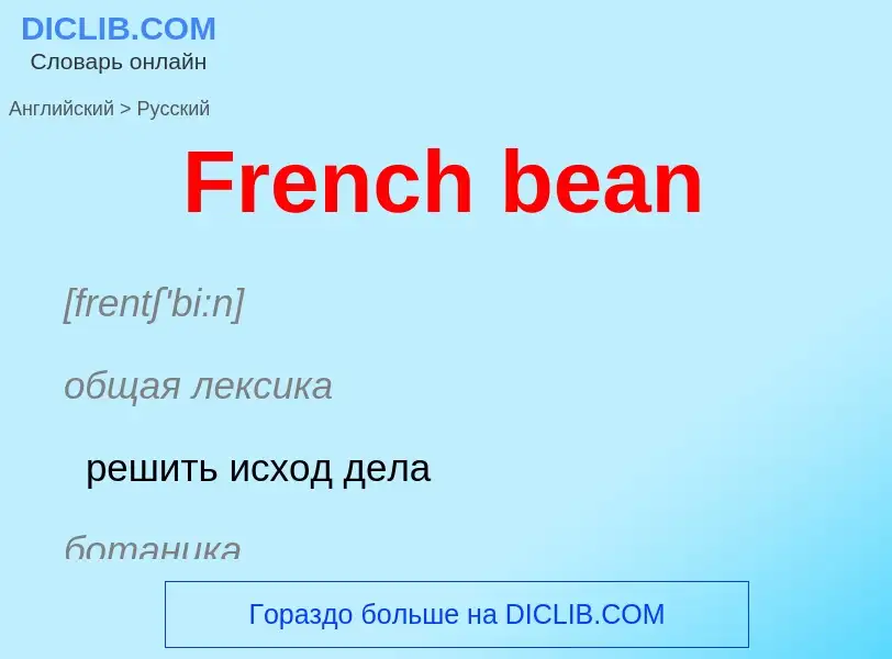 Как переводится French bean на Русский язык