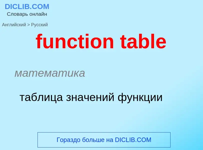 Как переводится function table на Русский язык